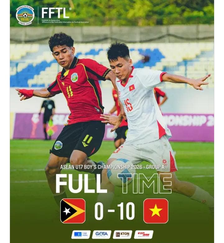 东盟U-17锦标赛：越南10-0大胜东帝汶